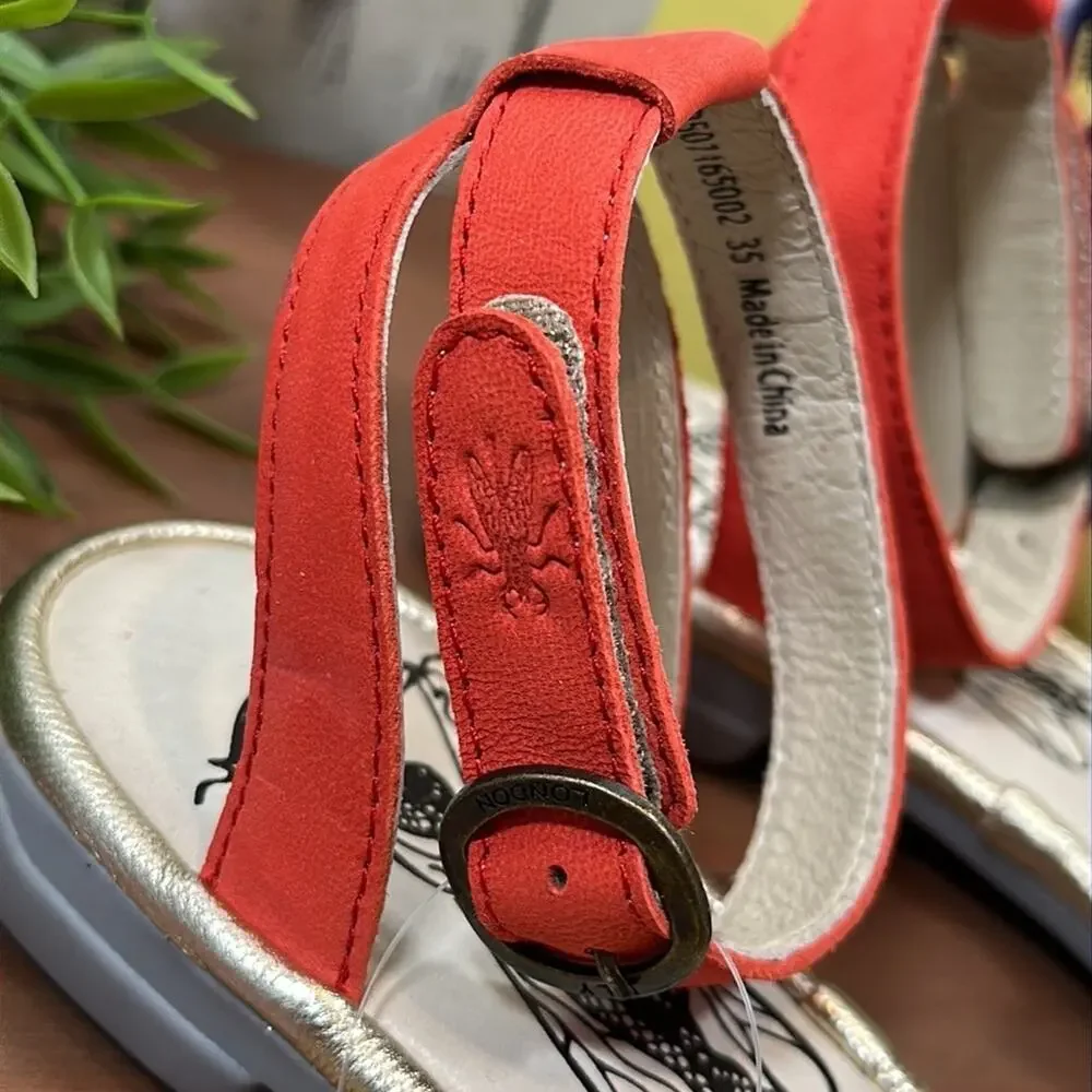 FLY London Cune Leather Multi-Strap Sandals Size 35‎